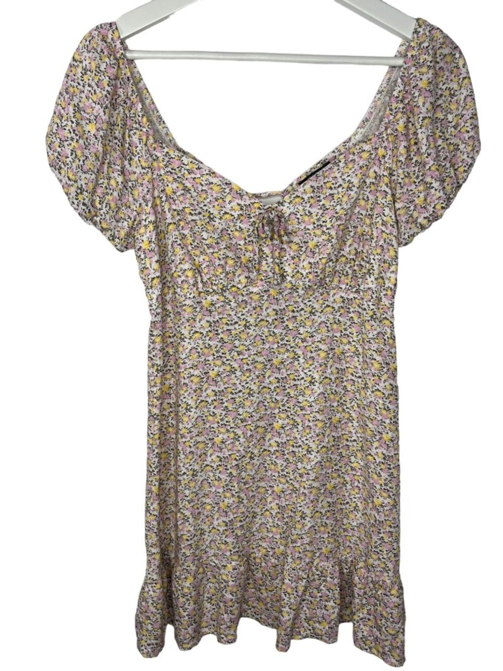 Wild Fable Womens M Floral Babydoll Dress Brown Mini Boho Cottagecore